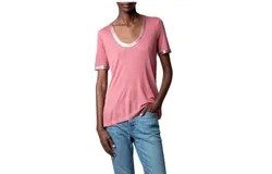 Zadig & Voltaire Tino Foil Scoop Neck Tee Shirt In Vieux Rose