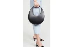 Staud Women Moon Suede Leather Top Handle Tote Handbag Black OS
