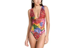 Farm Rio Winter Chita One Piece In Winter Chita Green