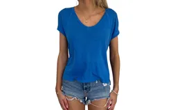 Bobi Bobi Vneck Short Sleeve T-Shirt In Mykonos