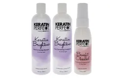 Keratin Brightener Kit by Keratin Perfect for Unisex - 3 Pc 12 oz Shampoo&comma; 12oz Conditioner&comma; 1&period;7oz Benefit Obsessed Treatment