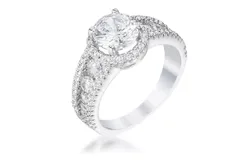 2&period;1Ct Plated Solitaire Engagement Halo Ring