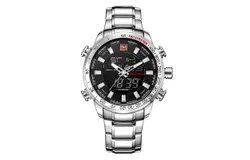 NAVIFORCE Luxury Dual Display Digital Quartz Men Watch Stainless Steel Luminous Sports Watch Chronograph Water-Proof Man Clock &plus; Gift Box