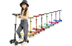 Kids Scooter – Children and Toddler 3 Wheel Kick Scooter – LED Wheel Lights Illuminate When Rolling– Adjustable Handlebar – Indoor and Outdoor