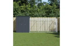 Chicken Cage with Run Anthracite 65"x179&period;1"x71&period;3" Galvanized Steel