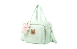 Diaper Bag Tote&comma;Baby Doll Changing Bag&comma; Large Capacity Baby Diaper Tote Bag&comma;Diaper Bag Travel Nappy Tote Bag&comma;Baby Doll Changing Bag&comma;Cute Doll Zipper Baby Doll Diaper Bag with Strap & Handle-Green
