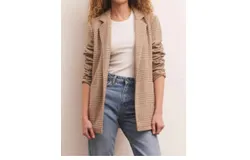 Z Supply Anna Plaid Blazer In Tan