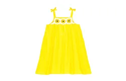 Losan Girl&apos;s Crotchet Flowers Sundress In Bright Yellow