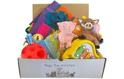 Pig Box &dollar;130 Value Two Rooting Mats&comma; Peanut Butter Stick&comma; Large Treat Ball&comma; Loop Toy&comma; Rattle Ball&comma; Game&comma; & Paper Crinkle Toys &lpar;Blue Peanut Butter Stick Combo with a Red Ball&rpar;