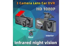 Car DVR Dash Cam WIF Night Vision 1080P 3 Lens Cycle Recording Video Recorder