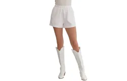 Entro Textured High Waist Shorts In White