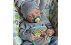 Lifelike Reborn Baby Doll Boy 17 Inch Soft Skin Realistic Newborn Full Body Vinyl Anatomically Correct Real Doll with Feeding Toys and Gift Box for Children Over 3 Years Old