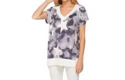 Honeyme Star Print Top In Charcoal