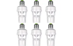 6 Pieces Motion Sensor Light Socket Smart Screw in Light Bulb Outlet Compatible with E26&sol;E27 Motion Activated Light Bulb Holder Adapter Automatic Light Control for Garage Storage Room