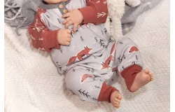 Tesa Babe Baby Boys Fox Trot Long Sleeve Romper In Grey&sol;brown