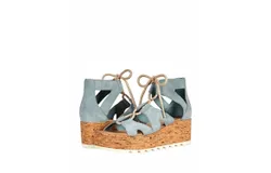 Sorel Cameron Flatform Lace Sandals In Crushed Blue&comma; Chalk