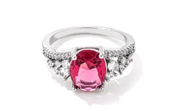 3&period;25ct&period; Rhodium Plated Raspberry Sparkle CZ Ring
