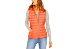 Michael Michael Kors Women&apos;s Orange Down Puffer Vest Jacket with Removable Hood