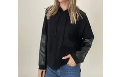 Six&sol;fifty Sloane Sweater Hoodie Top In Black