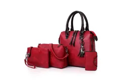 Set 4 Bolsas Moda Mujer Dama Colgante Gato Borla Versatil Rojo