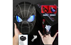 Electric Spider Superhero Role-Playing Mask Toy &comma;with Moving Eyes and Red and Blue Changing Light - Remote Control Ring&comma; Fun Gift for Men &lpar;red&rpar;