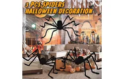 Halloween Giant Spider Decorations &lpar;3 PACK&rpar;&comma; Realistic Halloween Spider Props&comma; Fake Scary Hairy Spiders Sets for Halloween Decorations Indoor&comma; Outdoor and Yard Creepy Decor &lpar;59"&comma; 49”&comma; 35”&rpar;