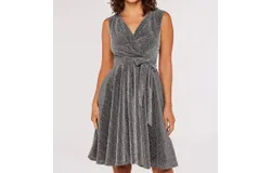 Apricot Silver Lurex A-Line Dress In Silver
