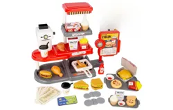 71pcs Kids Kitchen Playset&comma; Artifical Food Sets with Water Dispenser & Cash Register&comma; Fries&comma; Hamburger Sandwich&comma; Gift for Kids