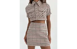 Rumored Coco Top In Newbury Plaid Tweed