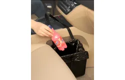 Car Trash Can, Leather Car Trash Bag Foldable Hanging, Car Trash bin, Cute car Gadgets, Car Garbage container, Vegan Leather(large, Black)