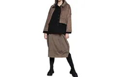 Luukaa Thick Baby Cord Velvet Skirt In Beige