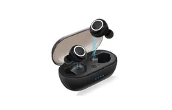 TWS Wireless Earphones BT 5.0 Touch-control Earphones Chargeable Headsets with Microphone Charging Case Low-Latency Earbuds Compatible with Android iOS PC Tablet Black White