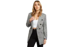 Belle & Bloom Women&apos;s Too Cool For Work Plaid Blazer in Charcoal