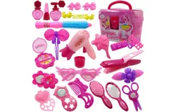 Baby Doll Accessories Salon Hairdressing Set with Carrying Case - Includes Comb&comma; Mirror&comma; Scissors&comma; Hair Dryer&comma; Hair Clips&comma; etc， For Baby Girl 3-6 Years Old（Upgraded）