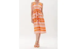 Ecru Shell Tangerine Stripe Dress In Pink Multi