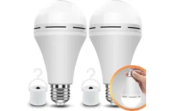 Neporal Rechargeable Light Bulbs Battery Operated Powered Backup Light Bulb&comma; 9W  Equivalent 6000K &comma; Emergency Light Bulb for Lamp Camping Works Even Power Outage -2 Packs