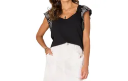 Democracy Sweetheart Neck Knit Top In Black