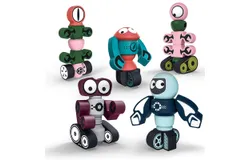 Gifts2U Magnetic Robots&comma; 35PCS Magnetic Blocks Set for Kids with Storage Box&comma; Stacking Robots Toy STEM Educational Playset for Boys and Girls Ages 3-6 Style A