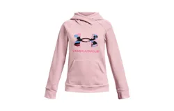 Under Armour Girls&apos; Rival Fleece Big Logo Hoodie In Prime Pink &sol; Pink Punk