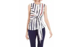 Alberto Makali Striped Belted Tunic Sleeveless In Multi