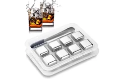 Moldes de Stainless para Hielo&comma; 8Pcs Stainless Steel Chilling Ice Cubes Reusable&comma;Cubitos de Hielo para bar y los amantes del Whisky&comma; Vino&comma; Cerveza y Licores
