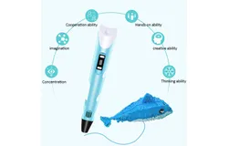 3D Printing Pen with Display - Includes 3D Pen&comma; 3 Starter Colors of PLA Filament&comma; Stencil Book &plus; Project Guide&comma; and Charger