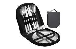 Camp Utensils Organiser&comma; Outdoor Picnic Grill Carry Bag&comma; 24 x 24 cm Camping Tableware Storage Bag&comma; 600D Oxford Excluding Tableware