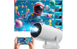 HY300 Projector with WIFI6 and Bluetooth&comma; 4K 1080P Support with Android TV 11&period;0&comma; Mini Portable Projector 180° Rotatable Movie Projector &comma;Auto Keystone Compatible for Laptop&comma; PC&comma; Smartphone