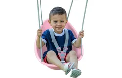 Coconut Toddler Swing u2013 Comfy Baby Swing Outdoor&comma; 3Point Adjustable Safety Harness&comma; Secure&comma; Safe Quick Click Locking System&comma; Blister-Free Rope&comma; Easy Installation&comma; Ages 6-36 Months