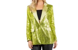 Cirka Oversized Sequin Blazer In Lime Green