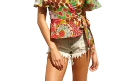 Dress Forum Willa Origami Wrap Blouse Top In Japanese Garden