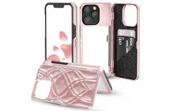 Apple 14 mobile phone case&comma; mirror with stand&comma; card insertable mobile phone case Gold