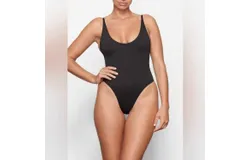 Skims Recycled Swim Scoop Neck Onepiece In Onyx