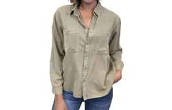 Hayden La Made Your Choice Collared Button Up Long Sleeve Top In Olive